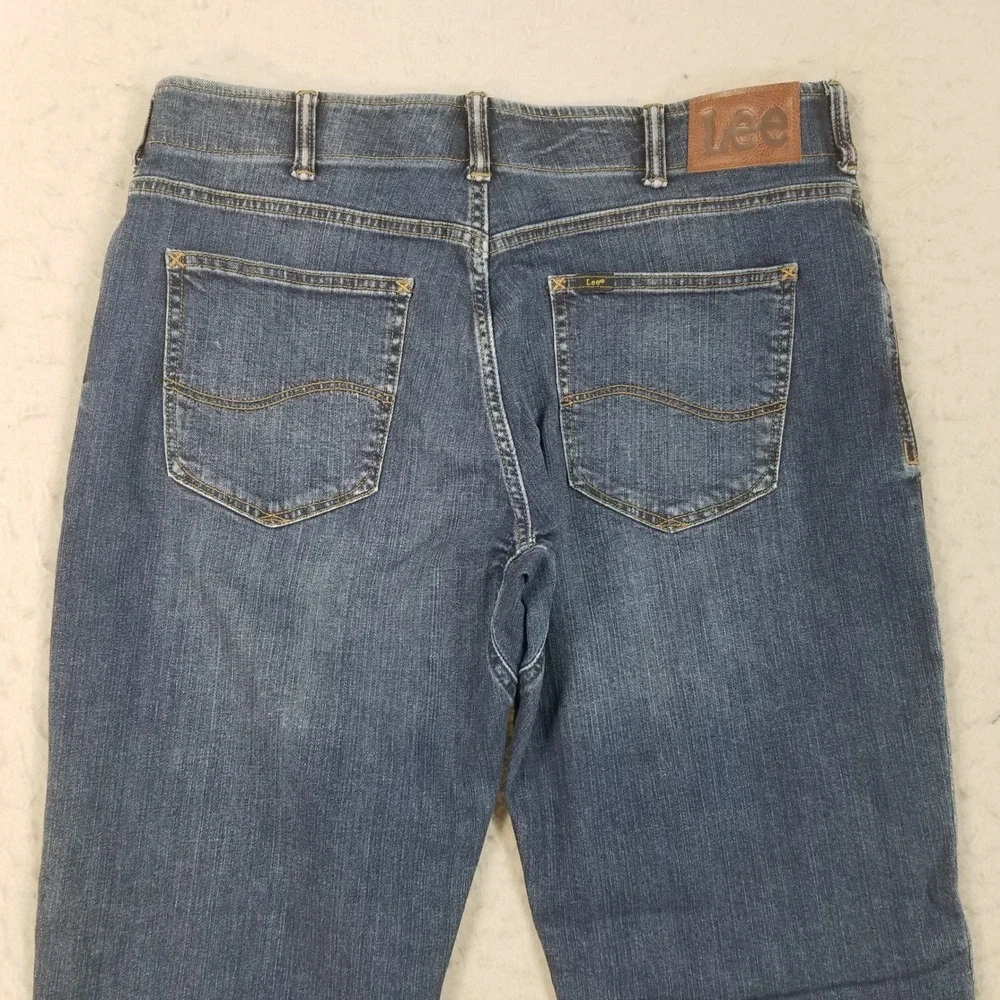 Lee Jeans Mens 36x32 Blue Extreme Motion Straight Fit Tapered Leg Stretch Denim